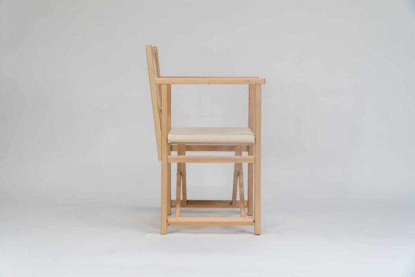 Beechwood Director's Chair with Cream Fabric viewed from the side - created by Decks and Stipes Ireland