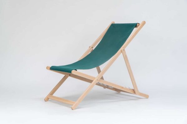 Beechwood Director's Chair with Discus Fabric, pink and ivory, viewed at an angle - created by Decks and Stipes Ireland