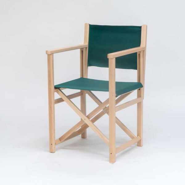 Beechwood Director's Chair with Green Fabric viewed at an angle - created by Decks and Stipes Ireland