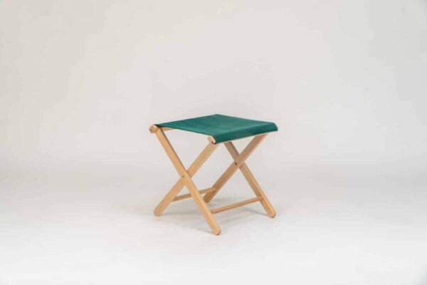 Beechwood stool with Green Fabric - created by Decks and Stipes Ireland