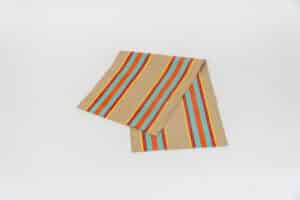 Dice Fabric, fawn, terracotta, turquoise, red, and yellow stripes by Decks and Stripes Ireland