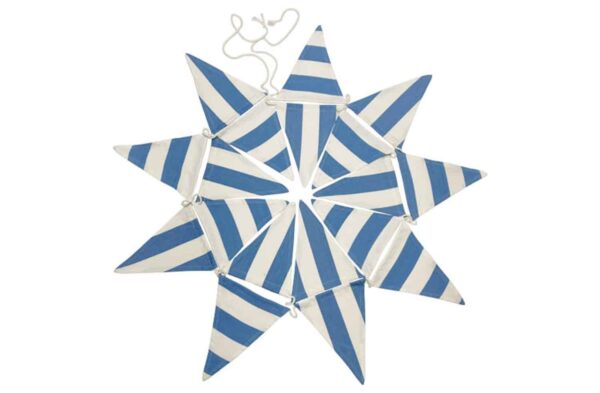 Sky blue white stripe bunting by Decks and Stripes Ireland