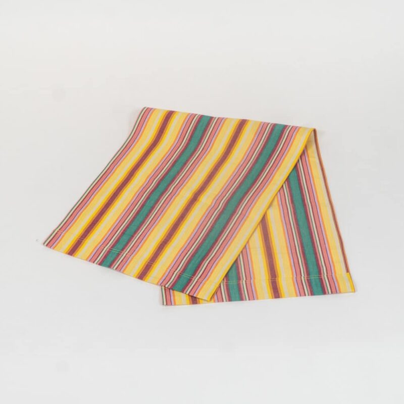 Waltzing fabric, yellow, pink, green, lavendar and white stripes by Decks and Stripes Ireland