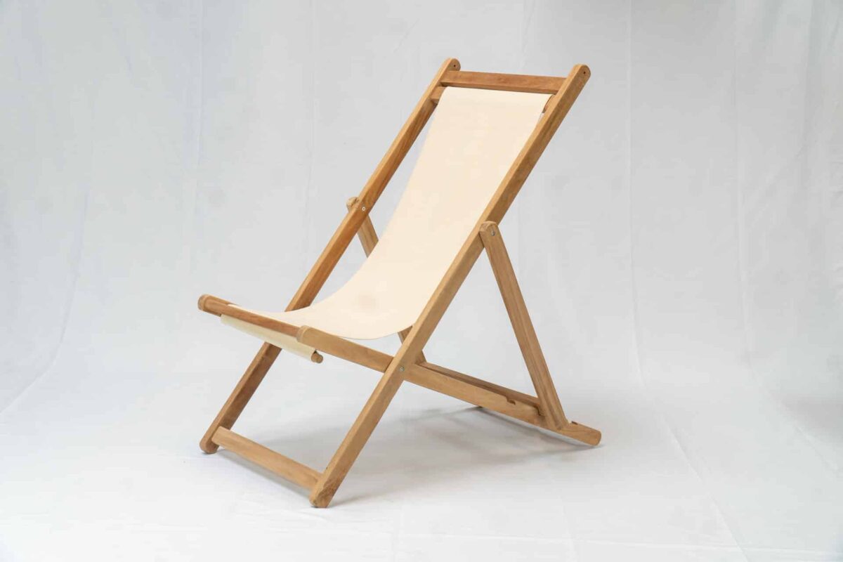 Cream | Teak Deckchair