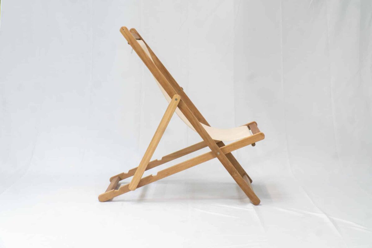 Cream | Teak Deckchair - Image 3