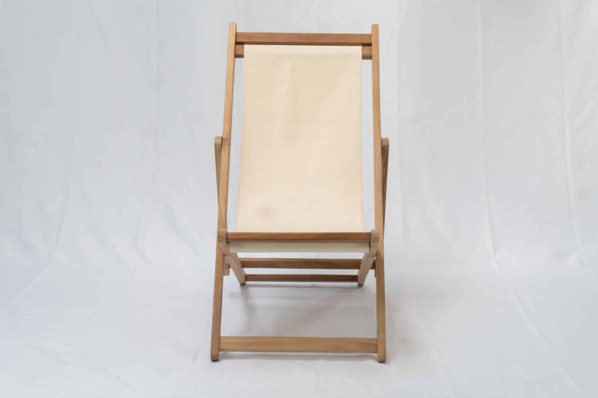 Cream | Teak Deckchair - Image 2