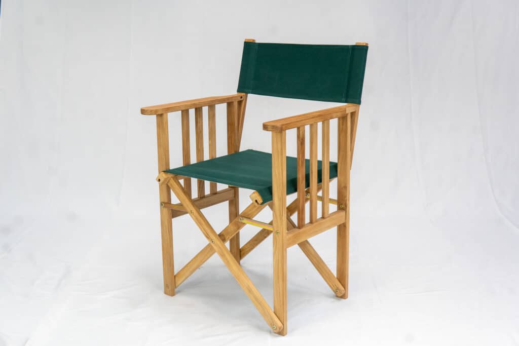 Green Teak Director`s Chair - Angle View