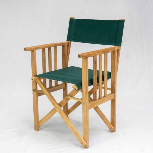 Green Teak Director`s Chair - Angle View